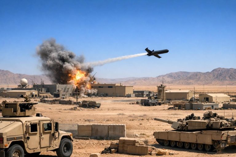 iran melancarkan serangan drone bunuh diri ke fasilitas militer as di yordania, meningkatkan ketegangan regional dan keamanan internasional.