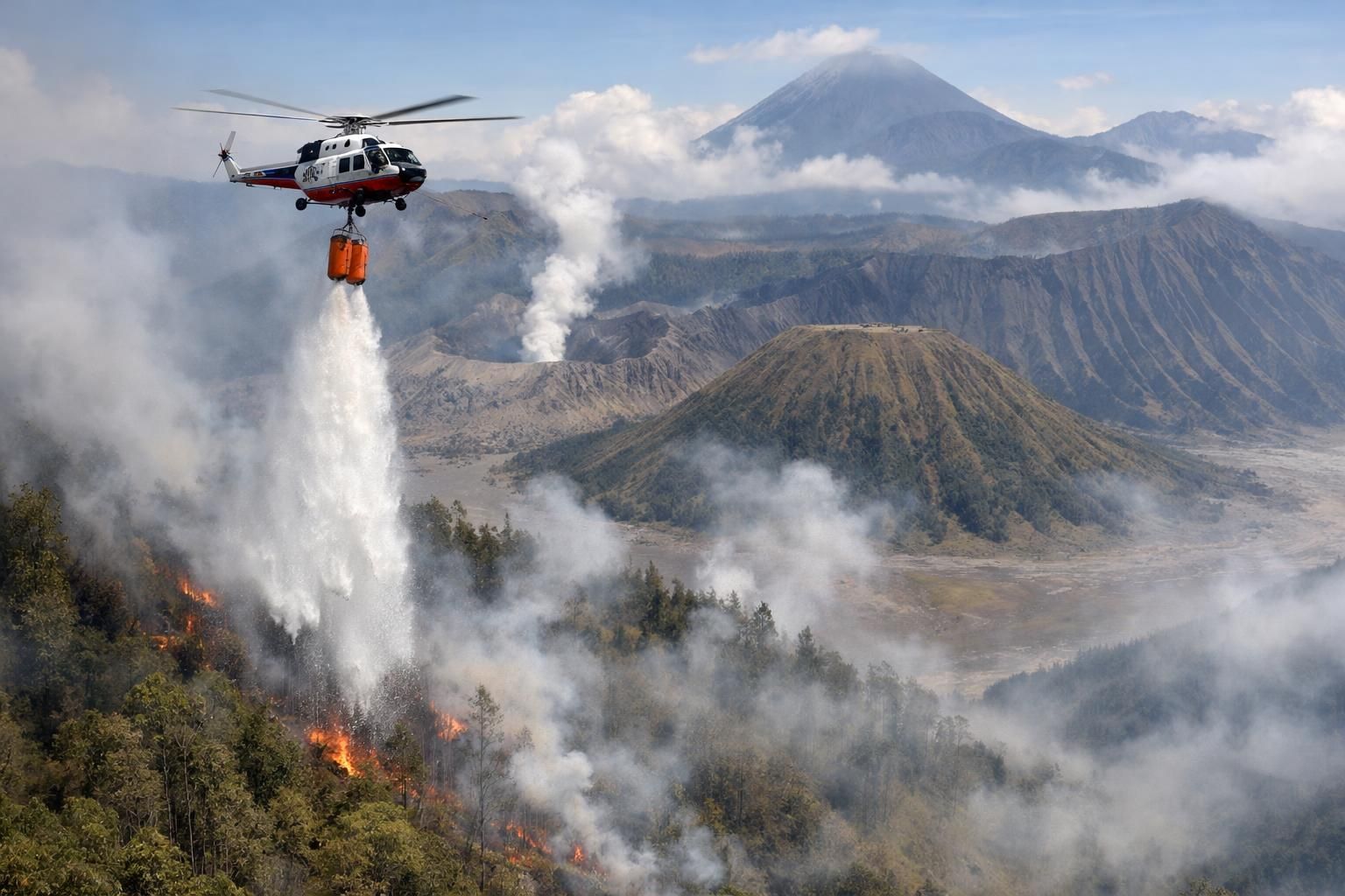 menteri kehutanan meninjau langkah penanggulangan kebakaran di bromo melalui optimalisasi water bombing untuk melindungi kawasan hutan dan meningkatkan efektivitas pemadaman api.
