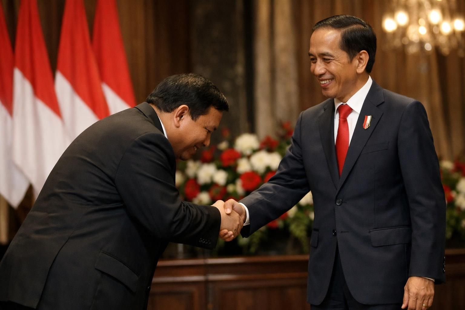 setelah pidato, prabowo menyapa dan memberikan hormat kepada jokowi sebagai bentuk penghormatan dan kerja sama yang baik.